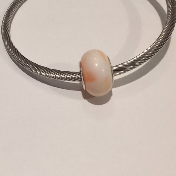 Silver Blended Yellowand White Charm for Pandora Style Bracelet - Picture 4 of 6